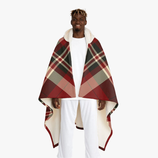 PLAID CAR HOODED BLANKET