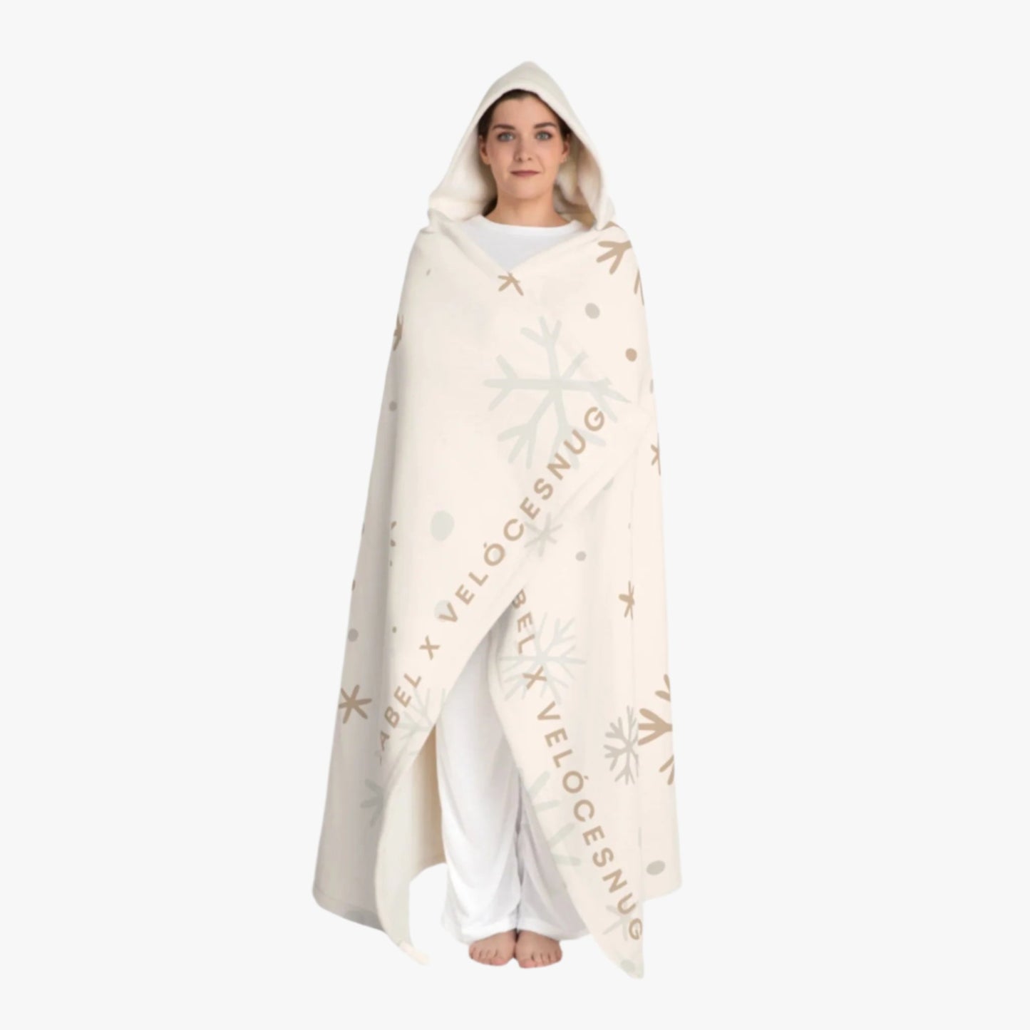 SNOWFLAKES PL X VELOCESNUG CAR HOODED BLANKET