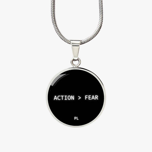 Action is greater than fear rearview pendant